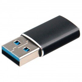 Переходник USB 3.1 AM/Type-C(F), CABLEXPERT 5Гбит/с, QC3.0, метал.корпус, Pro, черный, A-USB3.1-AMCF