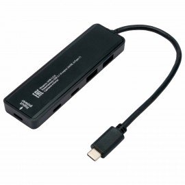 Хаб USB 3.1, 2xUSB, 2xType-C, с доп. пит. (Type-C), кабель Type-C 19 см, черный, GEMBIRD UHB-C425