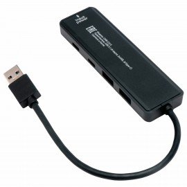 Хаб USB 3.1, 2хUSB, 2хType-C, с доп. пит. (Type-C), кабель USB 19 см, черный, GEMBIRD UHB-C415