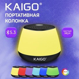 Колонка портативная KAIGO GE-3058, 3 Вт, Bluetooth, Micro SD, RGB, 514222