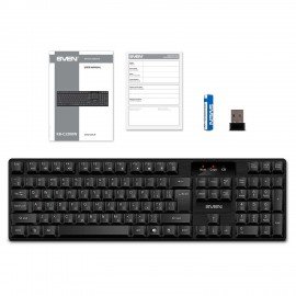 Клавиатура беспроводная SVEN KB-C2300W, USB, 104 клавиши, 2,4 GHz, черная, SV-021474