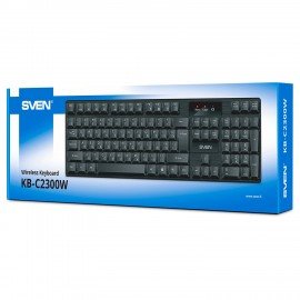 Клавиатура беспроводная SVEN KB-C2300W, USB, 104 клавиши, 2,4 GHz, черная, SV-021474