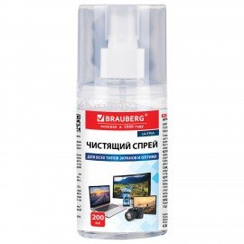 Чистящий набор с плотной микрофиброй для экранов и оптики BRAUBERG ULTRA, спрей 200мл, 514351, Наш