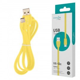 Кабель силиконовый USB-Type-C, 1 м, VIXION PRO VX-12c, для зарядки и передачи данных, желтый, 03035, БП-00000961