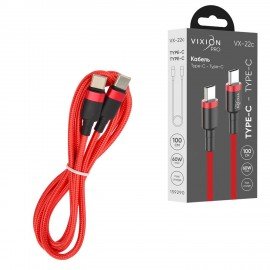Кабель Type-C - Type-C, 60 Вт, 1 м, VIXION PRO VX-22c, для зарядки и передачи данных, красный, 02717, БП-00000946