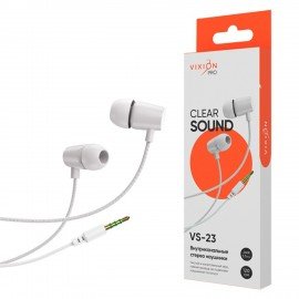 Наушники VIXION PRO VS-23, проводные, 1,2 м, вкладыши, белый, 03424, БП-00001012