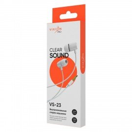 Наушники VIXION PRO VS-23, проводные, 1,2 м, вкладыши, белый, 03424, БП-00001012