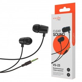 Наушники VIXION PRO VS-23, проводные, 1,2 м, вкладыши, черный, 06326, БП-00001011