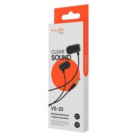 Наушники VIXION PRO VS-23, проводные, 1,2 м, вкладыши, черный, 06326, БП-00001011