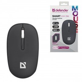 Мышь беспроводная DEFENDER Smart MM-396, 1600 dpi, 2кнопки+1колесо-кнопка, оптическая, черная, 52396