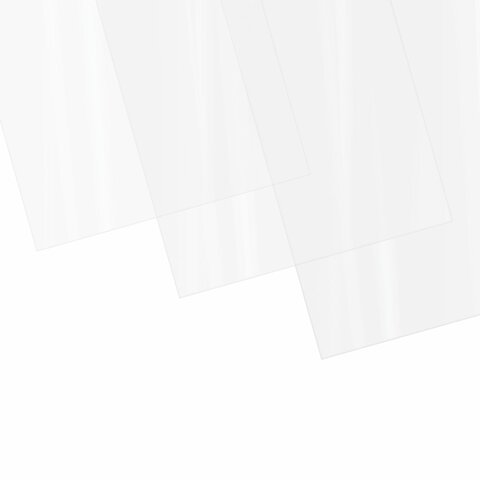 Обложки пластиковые для переплета, А4, КОМПЛЕКТ 100 шт., 200 мкм, прозрачные, BRAUBERG, 530829
