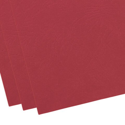 Обложки картонные для переплета, А4, КОМПЛЕКТ 100 шт., тиснение под кожу, 230 г/м2, красные, BRAUBERG, 530948