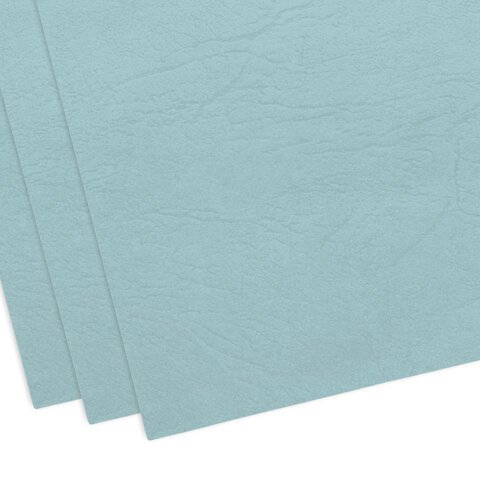Обложки картонные для переплета, А4, КОМПЛЕКТ 100 шт., тиснение под кожу, 230 г/м2, голубые, BRAUBERG, 530952