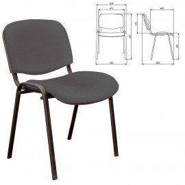 Стул для персонала и посетителей "ИЗО", черный каркас, кожзаменитель серый, Z-71