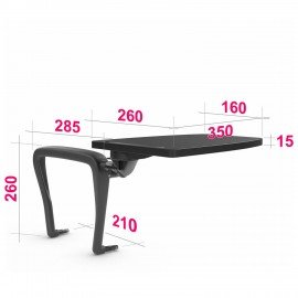 Стол (пюпитр) для стула "ИЗО", для конференций, складной, пластик/металл, черный