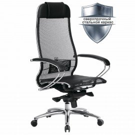 Кресло офисное МЕТТА "SAMURAI" S-1.04, сверхпрочная ткань-сетка, черное