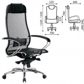 Кресло офисное МЕТТА "SAMURAI" S-1.04, сверхпрочная ткань-сетка, черное