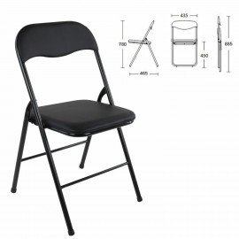 Стул складной BRABIX "Golf CF-007", черный каркас, кожзам черный, 531565
