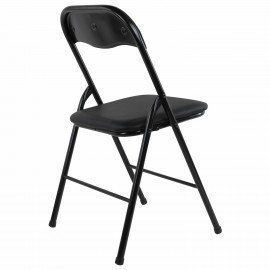 Стул складной BRABIX "Golf CF-007", черный каркас, кожзам черный, 531565