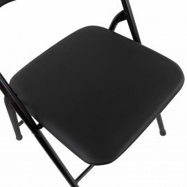 Стул складной BRABIX "Golf CF-007", черный каркас, кожзам черный, 531565