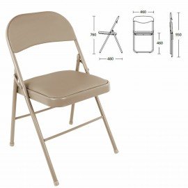 Стул складной BRABIX "Golf Plus CF-003 Комфорт", бежевый каркас, кожзам бежевый, 531567
