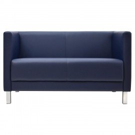 Диван мягкий двухместный "Атланта", "М-01", 1230х670х715 мм, c подлокотниками, экокожа, темно-синий