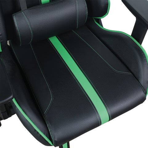 Кресло компьютерное BRABIX "GT Carbon GM-120", две подушки, экокожа, черное/зеленое, 531929