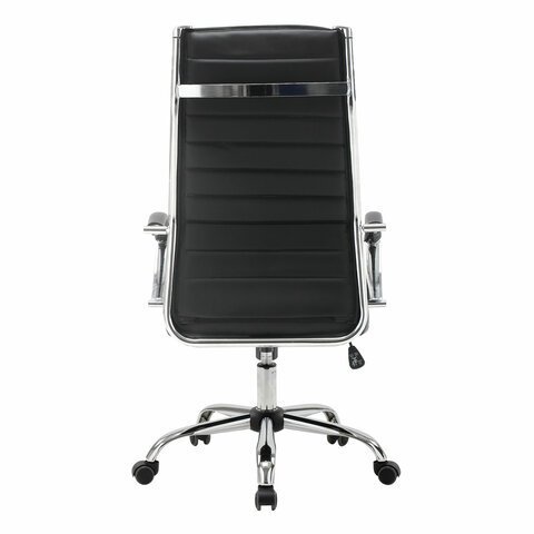 Кресло офисное BRABIX "Style EX-528", экокожа, хром, черное, 531947