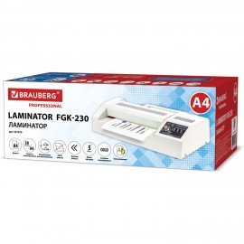 Ламинатор BRAUBERG FGK-230, формат А4, толщина пленки 1 сторона 60-250 мкм, скорость 51 см/мин., 531970