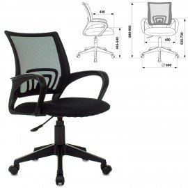Кресло BRABIX "Fly MG-396", с подлокотниками, сетка, черное, 532083