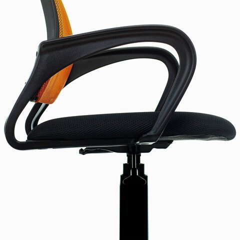 Кресло BRABIX "Fly MG-396", с подлокотниками, сетка, оранжевое/черное, 532084
