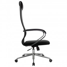 Кресло офисное МЕТТА "SU-B-8" хром, ткань-сетка, сиденье мягкое, черное