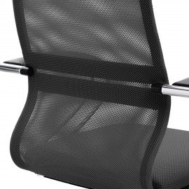 Кресло офисное МЕТТА "SU-B-8" хром, ткань-сетка, сиденье мягкое, черное