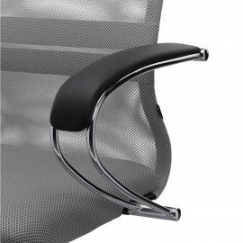 Кресло офисное МЕТТА "SU-B-8" хром, ткань-сетка, сиденье мягкое, светло-серое