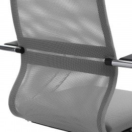 Кресло офисное МЕТТА "SU-B-8" хром, ткань-сетка, сиденье мягкое, светло-серое