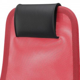 Кресло офисное МЕТТА "SU-B-8" хром, ткань-сетка, сиденье мягкое, красное