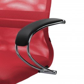 Кресло офисное МЕТТА "SU-B-8" хром, ткань-сетка, сиденье мягкое, красное