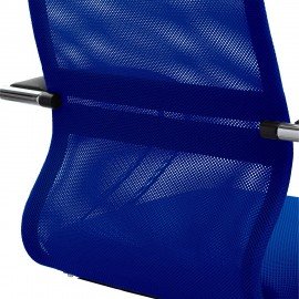 Кресло офисное МЕТТА "SU-B-8" хром, ткань-сетка, сиденье мягкое, синее