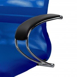 Кресло офисное МЕТТА "SU-B-8" хром, ткань-сетка, сиденье мягкое, синее