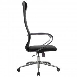 Кресло офисное МЕТТА "SU-B-10" хром, ткань-сетка, сиденье и спинка мягкие, черное