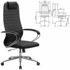 Кресло офисное МЕТТА "SU-B-10" хром, ткань-сетка, сиденье и спинка мягкие, черное