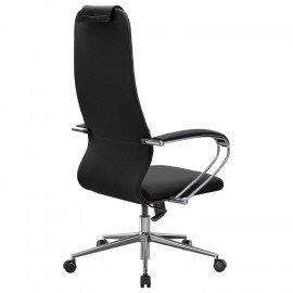Кресло офисное МЕТТА "SU-B-10" хром, ткань-сетка, сиденье и спинка мягкие, черное