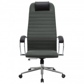 Кресло офисное МЕТТА "SU-B-10" хром, ткань-сетка, сиденье и спинка мягкие, темно-серое