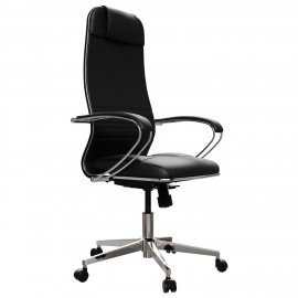 Кресло офисное МЕТТА "К-6" хром, экокожа, сиденье и спинка мягкие, черное