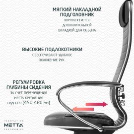 Кресло офисное МЕТТА "К-6" хром, экокожа, сиденье и спинка мягкие, черное