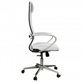 Кресло офисное МЕТТА "К-6" хром, экокожа, сиденье и спинка мягкие, белое
