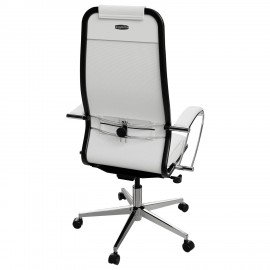 Кресло офисное МЕТТА "К-6" хром, экокожа, сиденье и спинка мягкие, белое