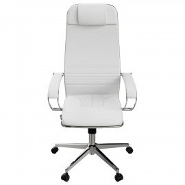 Кресло офисное МЕТТА "К-6" хром, экокожа, сиденье и спинка мягкие, белое