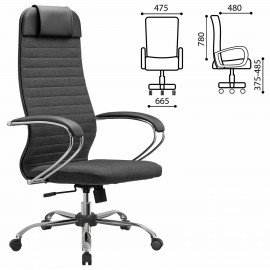 Кресло офисное МЕТТА "К-27" хром, ткань, сиденье и спинка мягкие, серое