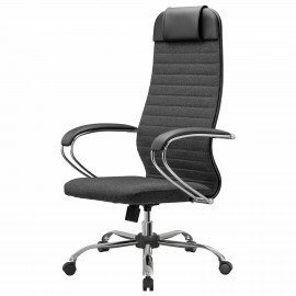 Кресло офисное МЕТТА "К-27" хром, ткань, сиденье и спинка мягкие, серое